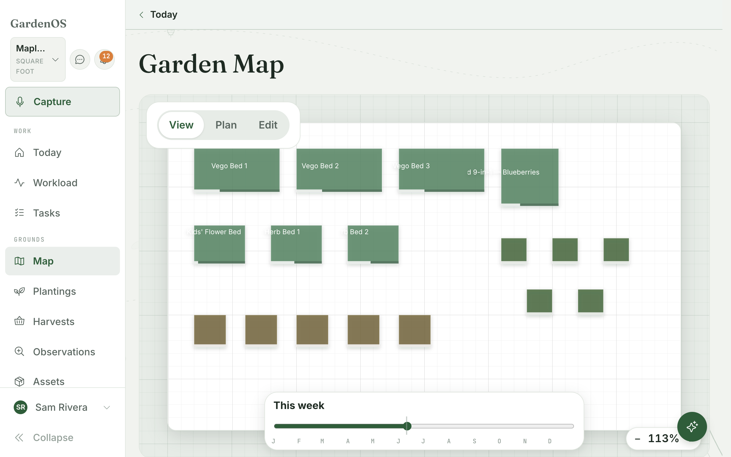 Garden map on desktop